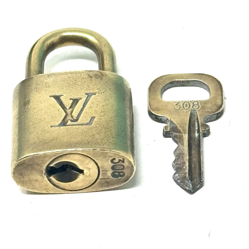 Authentic Louis Vuitton Gold Lock & Key Brass Number 308
